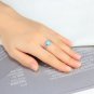 Simple Square Created Opal Purple Twisted CZ 925 Silver Ring