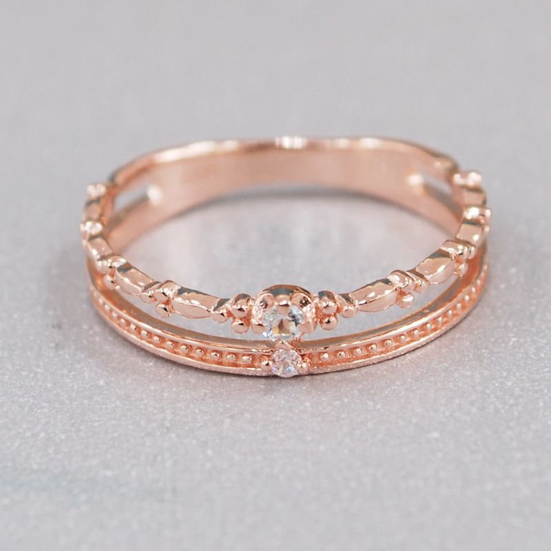 Elegant White CZ 925 Sterling Silver Rose Ring