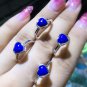 Real Natural Blue Lapis Lazuili Heart Gift 925 Sterling Silver Ring