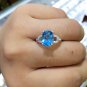 Natural Real Blue Topaz Lady Simple 925 Sterling Silver Ring