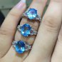 Natural Real Blue Topaz Lady Simple 925 Sterling Silver Ring