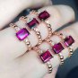 Natural Purple Pyrope Garnet Adjustable Gift 925 Sterling Silver Ring