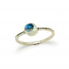 Trendy Concise Solid 925 Sterling Silver Round Genuine Moonstone Ring