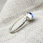 Trendy Concise Solid 925 Sterling Silver Round Genuine Moonstone Ring