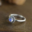 Vintage Floral 925 Sterling Silver Sri Lanka Genuine Moonstone Ring