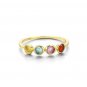 Colorful Round Natural Gemstone 925 Sterling Silver Ring