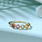 Colorful Round Natural Gemstone 925 Sterling Silver Ring