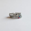 Natural Agate Beads 925 Sterling Silver Adjustable Ring