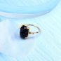Emerald Natural Black Agate CZ 925 Sterling Silver Ring