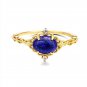 Oval Natural Lapis CZ 925 Sterling Silver Ring