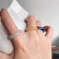 Simple Natural Agate Jade 925 Sterling Silver Adjustable Ring