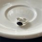 Simple Oval Created Black Agate 925 Sterling Silver Adjustable Ring