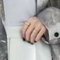 Oval Created Moonstone Geometry Rectangle Silver Adjustable Ring