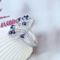 Blue Natural Sapphire Heart Gift 925 Sterling Silver Ring