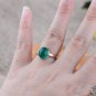Green Natural Round Agate 925 Sterling Silver Ring