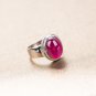 Fashion Vintage Oval Shaped Solid 925 Sterling Silver Created Ruby Ring
