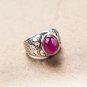 Royal Style Sweet Solid 925 Sterling Silver Created Oval Ruby Ring