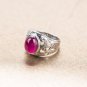 Royal Style Sweet Solid 925 Sterling Silver Created Oval Ruby Ring