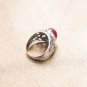 Royal Style Sweet Solid 925 Sterling Silver Created Oval Ruby Ring