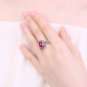 Sun Flower Red Man Made Ruby 925 Sterling Silver Black Marcasite Ring
