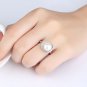 Round Natural Pearl In Shell 925 Silver Adjustable Ring