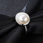 Round Natural Pearl In Shell 925 Silver Adjustable Ring