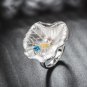 Golden Leaf Dewdrop 925 Sterling Silver Natural Pearl Adjustable Ring