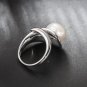 Golden Leaf Natural White Pearl 925 Sterling Silver Adjustable Ring