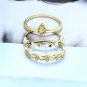 Three Natural Pearl CZ Wave Waterdrop 925 Silver Stacker Ring