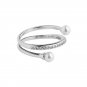 Gift Double Layer Shell Pearl CZ 925 Sterling Silver Adjustable Ring