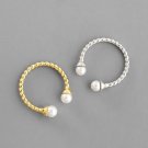 Holiday Twisted Two Shell Pearls 925 Sterling Silver Adjustable Ring