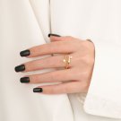 Round Natural Pearl Fork CZ Knife 925 Sterling Silver Adjustable Ring