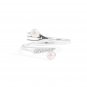 Round Natural Pearl Fork CZ Knife 925 Sterling Silver Adjustable Ring