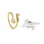 Round Natural Pearl Fork CZ Knife 925 Sterling Silver Adjustable Ring