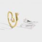 Round Natural Pearl Fork CZ Knife 925 Sterling Silver Adjustable Ring
