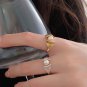 Office Round Shell Pearls Embrace 925 Sterling Silver Adjustable Ring