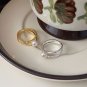 Round Shell Pearl 925 Sterling Silver Double Layer Corss Adjustable Ring