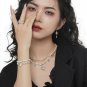 Halloween Double Layers Shell Pearls 925 Sterling Silver Adjustable Ring