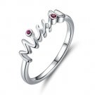 Miss U Letters Red Cubic Zirconia 925 Sterling Silver Ring