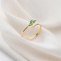 Green Cubic Zirconia Leaves Bamboo Slub 925 Sterling Silver Adjustable Ring