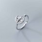 Cubic Zirconia Star Crescent Moon Sweet 925 Sterling Silver Adjustable Ring