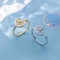 Cubic Zirconia Star Crescent Moon Sweet 925 Sterling Silver Adjustable Ring