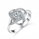 Fashion Flower Round Cubic Zirconia 925 Sterling Silver Ring