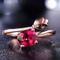 Red Rose Flower Cubic Zirconia 925 Sterling Silver Adjustable Ring