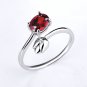 Red Rose Flower Cubic Zirconia 925 Sterling Silver Adjustable Ring