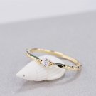 Round White Cubic Zirconia Golden Flower 925 Sterling Silver Ring