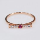 Rose Gold Pink Bowknot Cubic Zirconia 925 Sterling Silver Stacking Ring