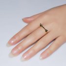 Yellow Golden Cat Kitty Black Ear 925 Sterling Silver Cubic Zirconia Ring