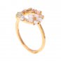 Pink Cubic Zirconia Flower Rose Yellow Gold 925 Sterling Silver Butterfly Ring