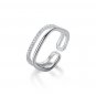 Double CZ Line Geometry Square 925 Sterling Silver Adjustable Ring